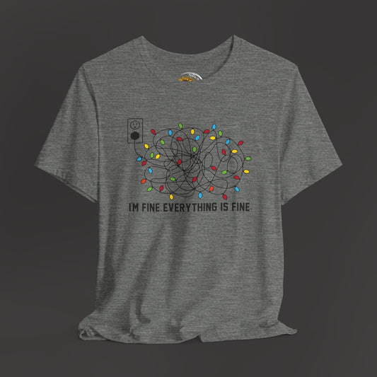Everything Is Fine-Christmas Light Bulb-Mental Health Awareness-Unisex Short Sleeve Tee Shirt - Mental Health Wear TN