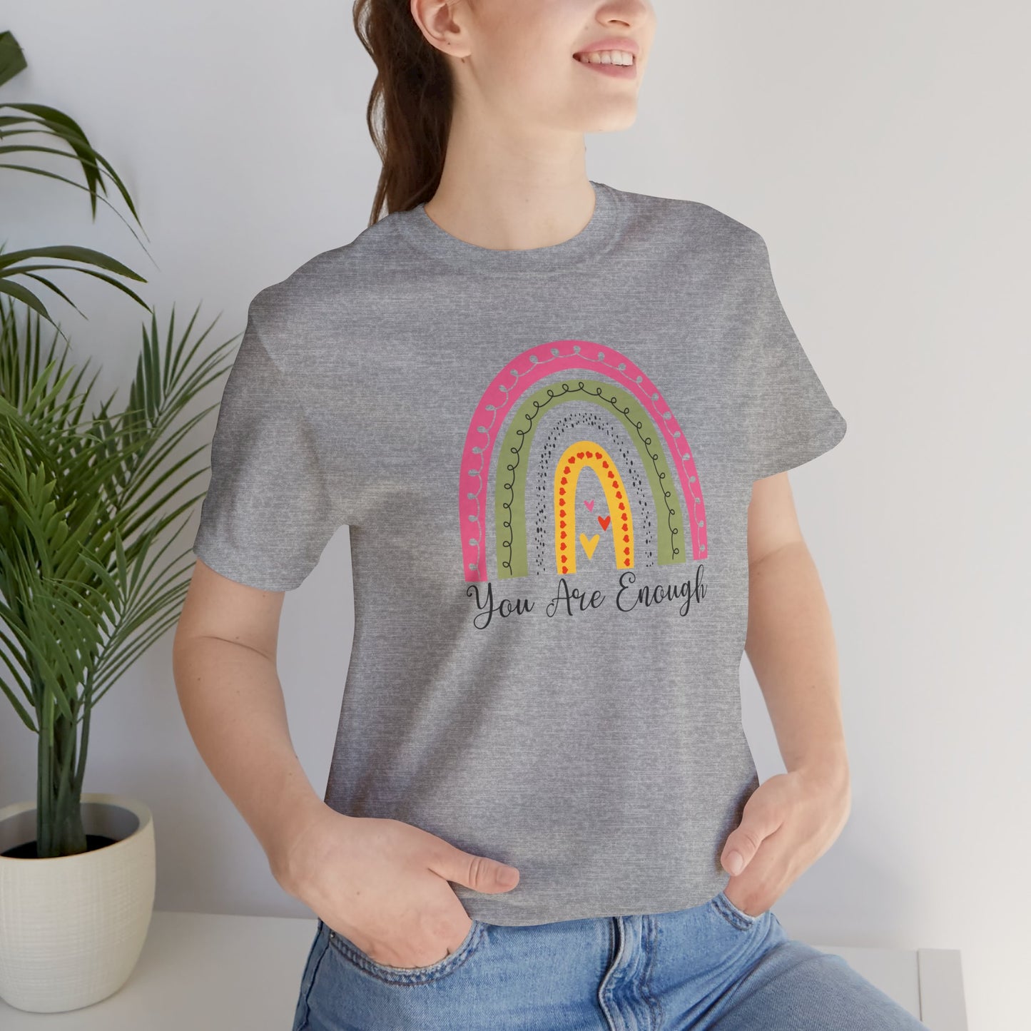 You Are Enough Rainbow Tee Shirt - Mental Health Wear TN