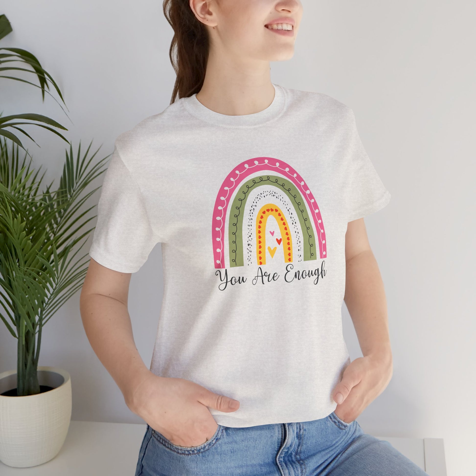 You Are Enough Rainbow Tee Shirt - Mental Health Wear TN