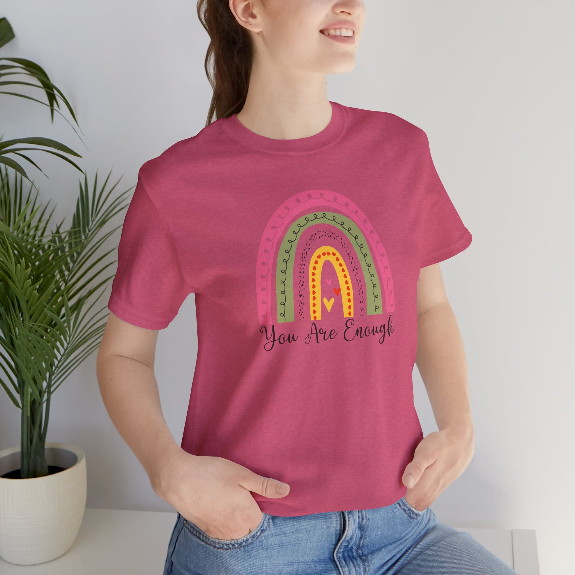You Are Enough Rainbow Tee Shirt - Mental Health Wear TN