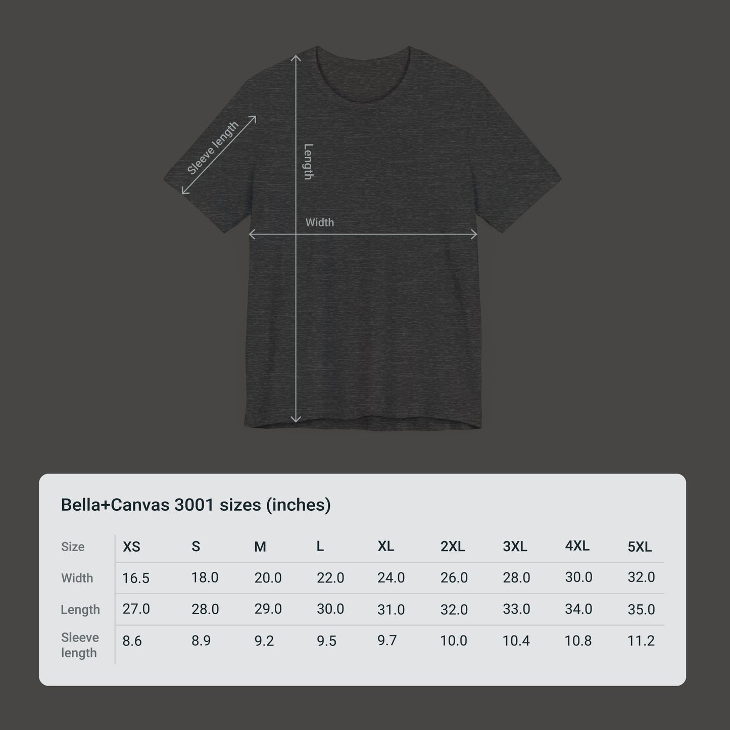 Butterfly-PTSD Awareness Unisex Tee/Front Folded Sizing Chart View