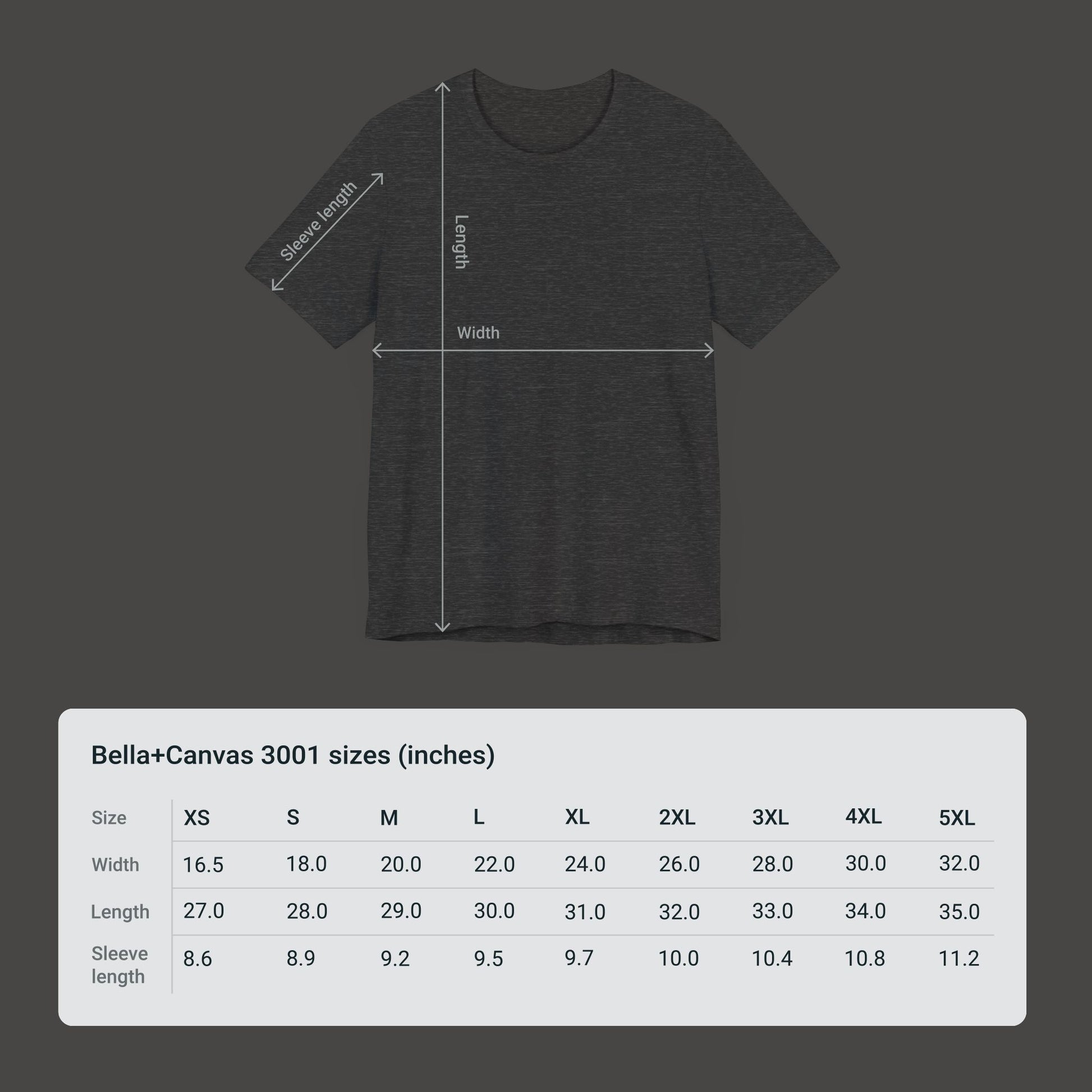 Butterfly-PTSD Awareness Unisex Tee/Front Folded Sizing Chart View