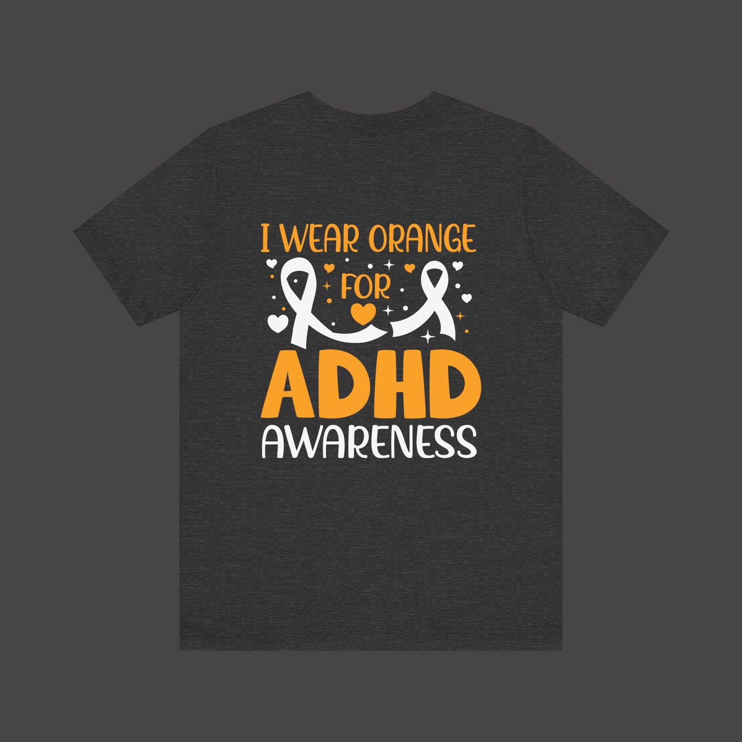 ADHD Awareness Tee Shirt/Back View/ Deep Heather Grey
