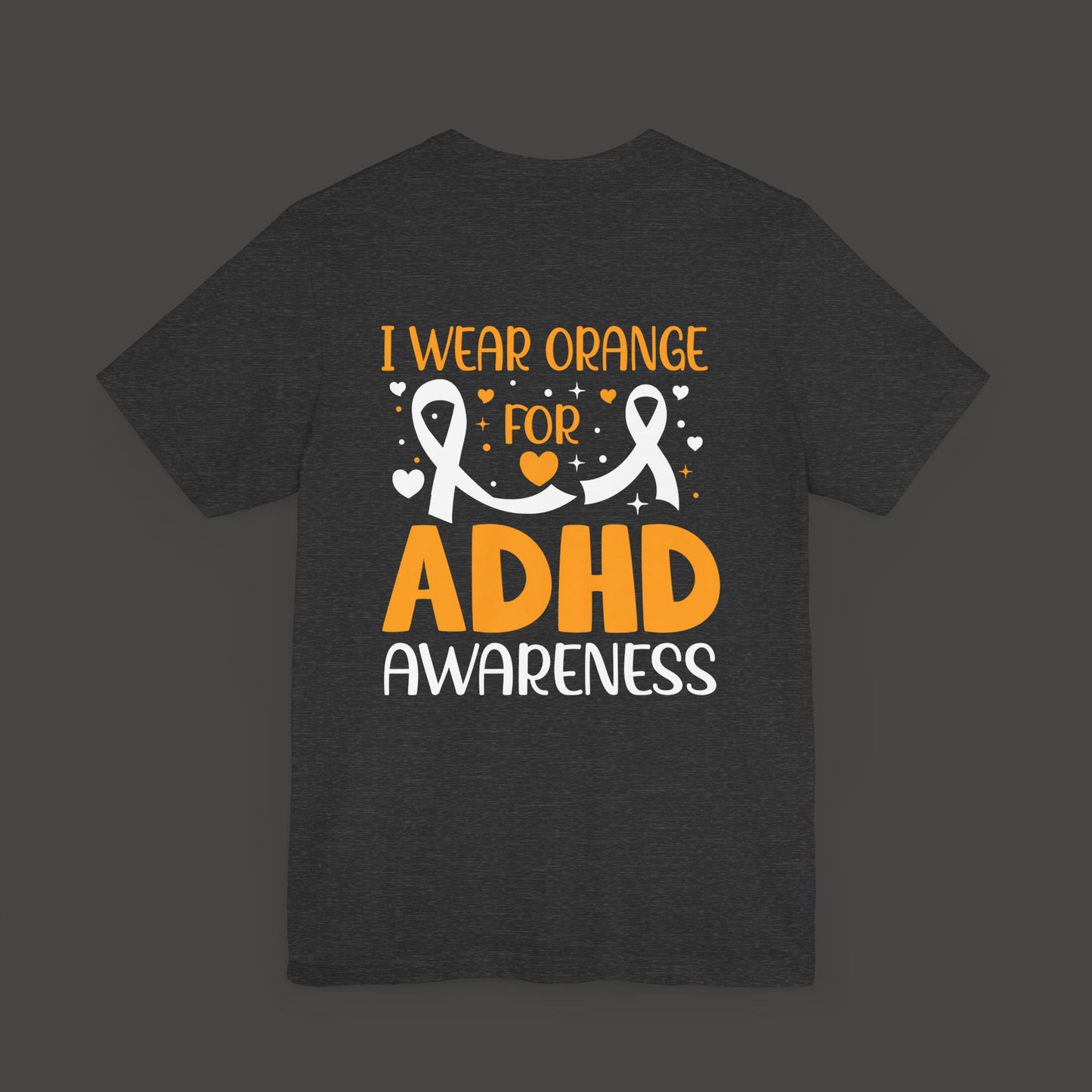 ADHD Awareness Tee Shirt/Back View/ Solid Black Blend