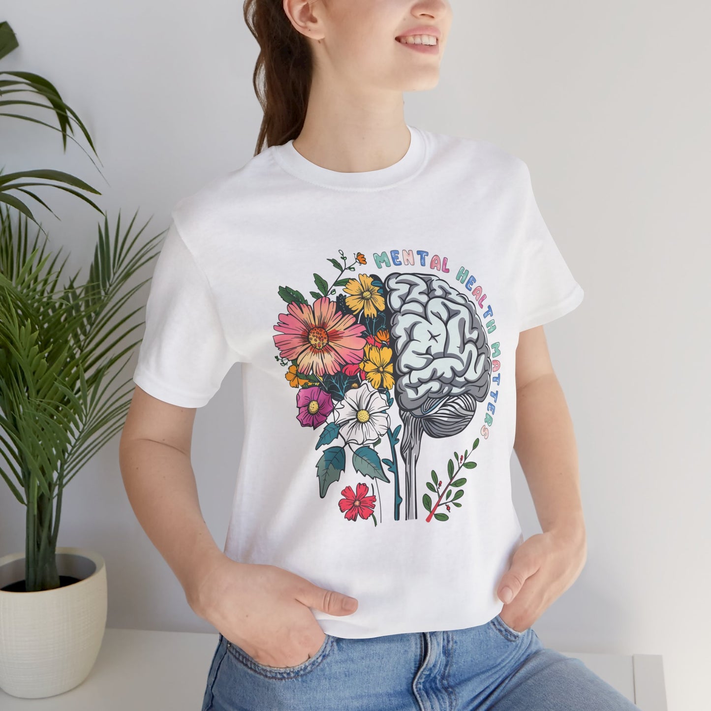 Brain & Wildflowers Design - Mental Health Matters Tee Shirt - Mental Health Wear TN