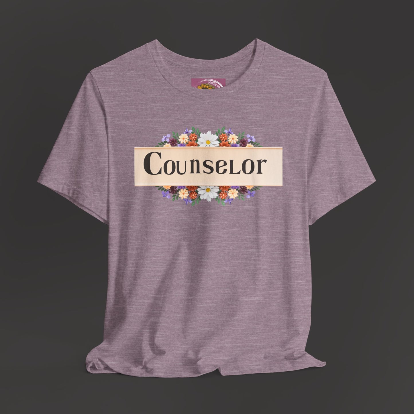 Counselor Floral Unisex Jersey Tee - Perfect Gift for Guidance Professionals - Mental Health Wear TN