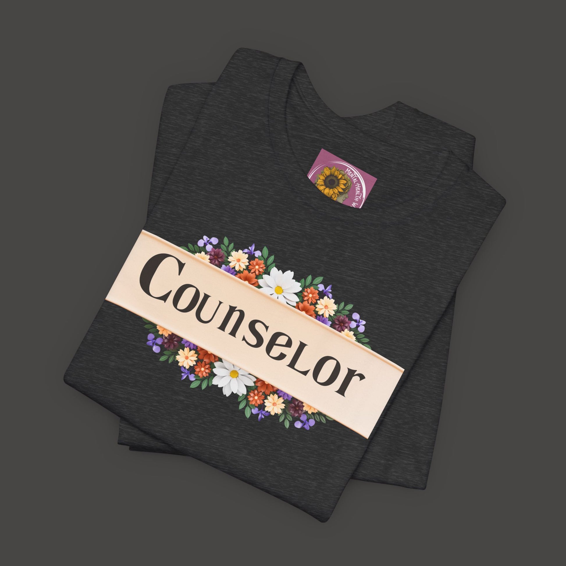 Counselor Floral Unisex Jersey Tee - Perfect Gift for Guidance Professionals - Mental Health Wear TN