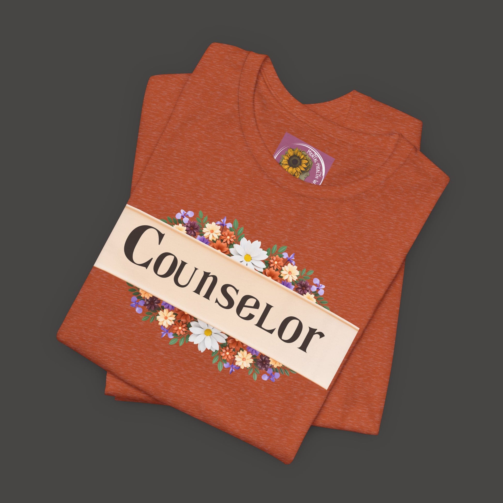 Counselor Floral Unisex Jersey Tee - Perfect Gift for Guidance Professionals - Mental Health Wear TN