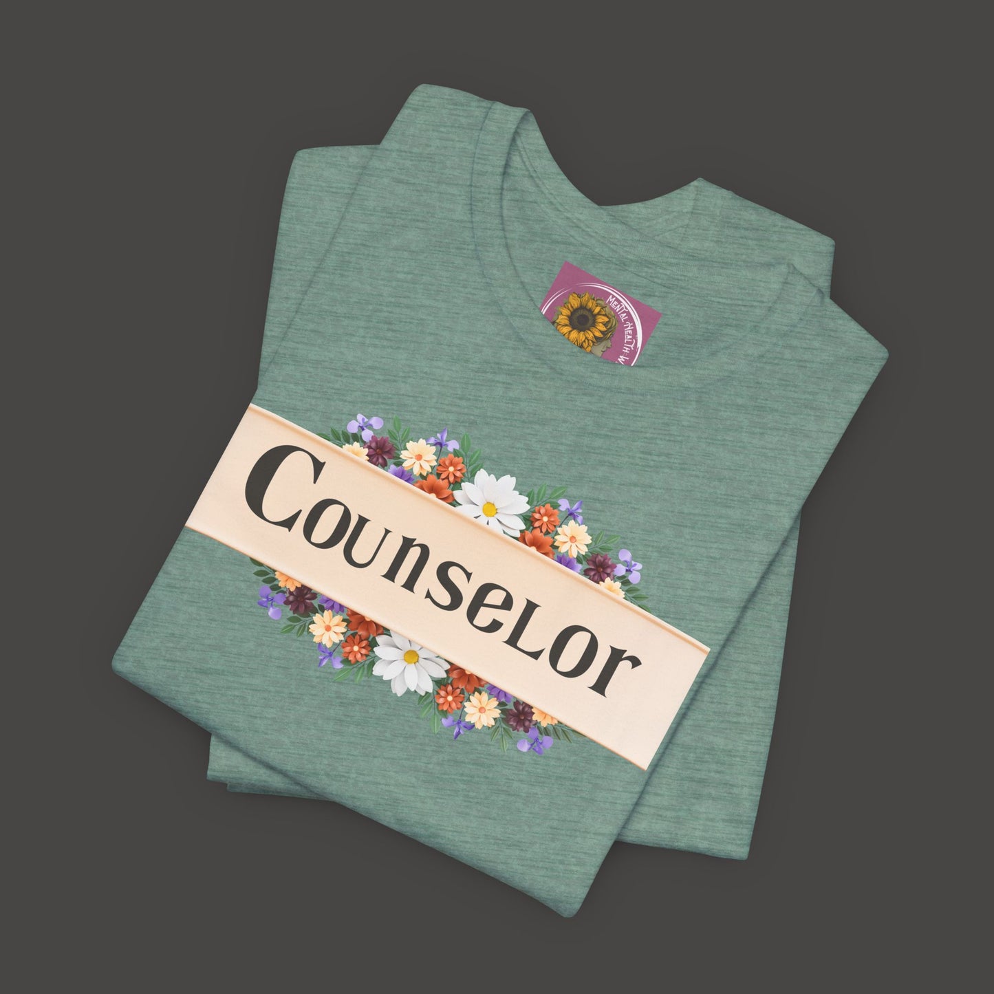 Counselor Floral Unisex Jersey Tee - Perfect Gift for Guidance Professionals - Mental Health Wear TN