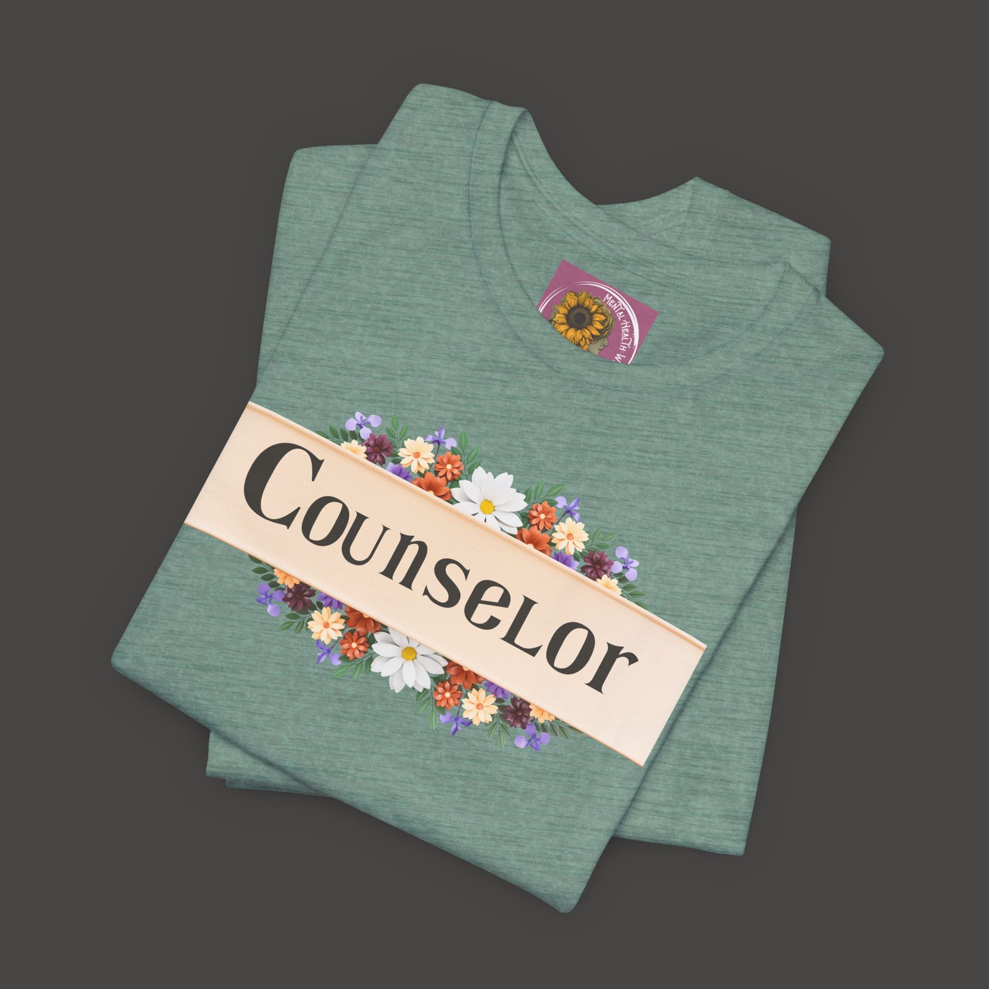 Counselor Floral Unisex Jersey Tee - Perfect Gift for Guidance Professionals - Mental Health Wear TN