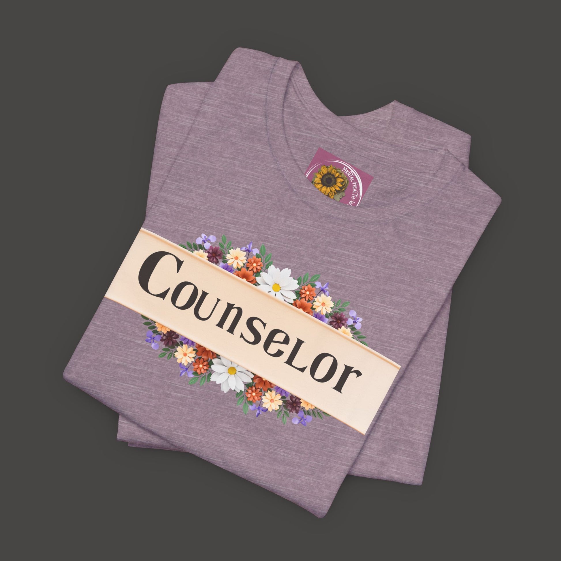 Counselor Floral Unisex Jersey Tee - Perfect Gift for Guidance Professionals - Mental Health Wear TN