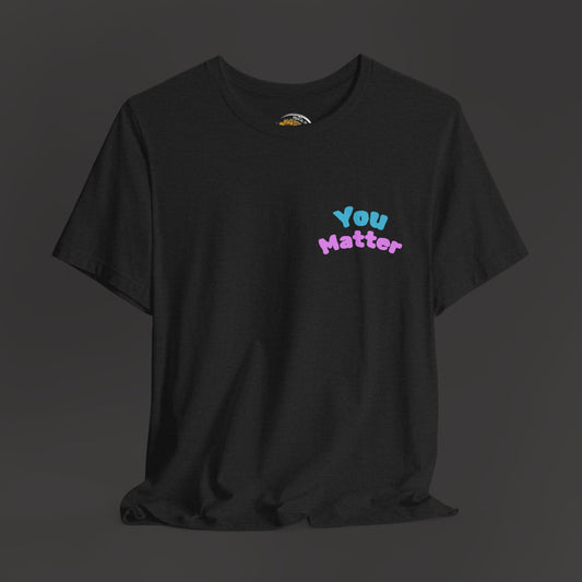 Let Them Mental Health Positive Message Tee Shirt/Front Hanging Up Mock Up/ Solid Black Blend