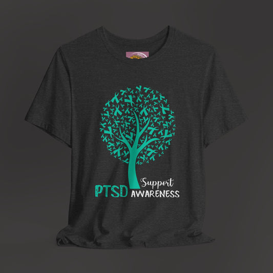 PTSD Awareness Ribbon Tree Tee Shirt - Mental Health Wear TN