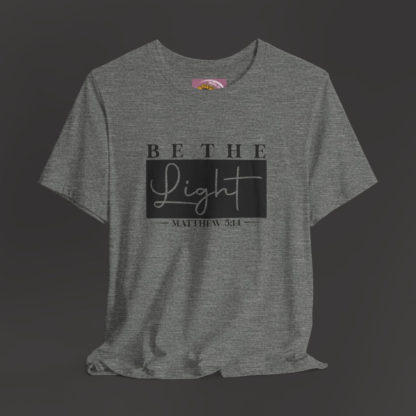 Bible Verse Mathew 3:14- Unisex Tee/Front View Mockup/ DEEP Heather Grey