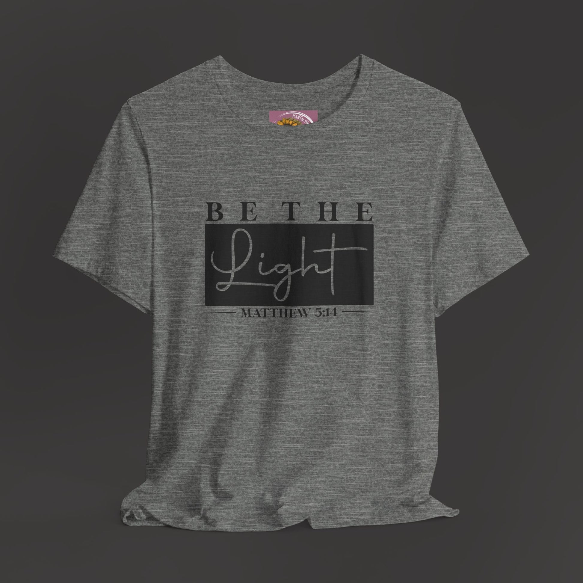 Bible Verse Mathew 3:14- Unisex Tee/Front View Mockup/ DEEP Heather Grey