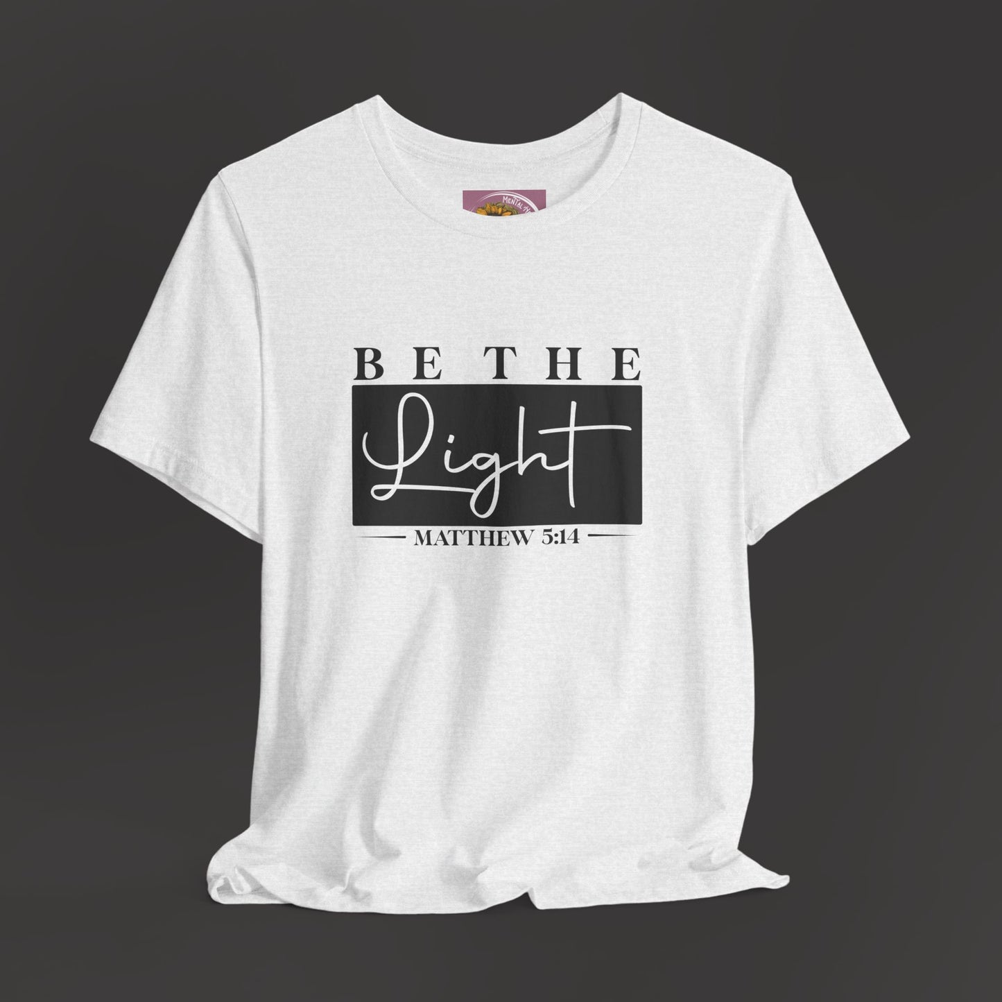 Bible Verse Mathew 3:14- Unisex Tee/Front View Mockup/Ash