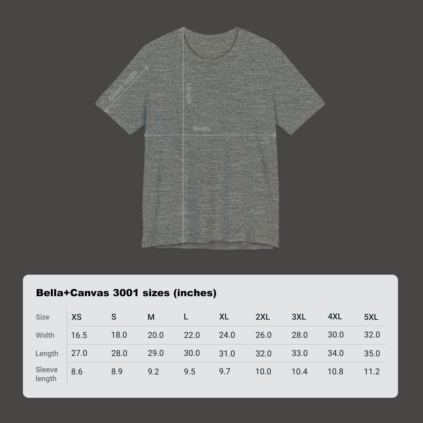 Sizing Chart/ Deep Heather/ Bible Verse Tee