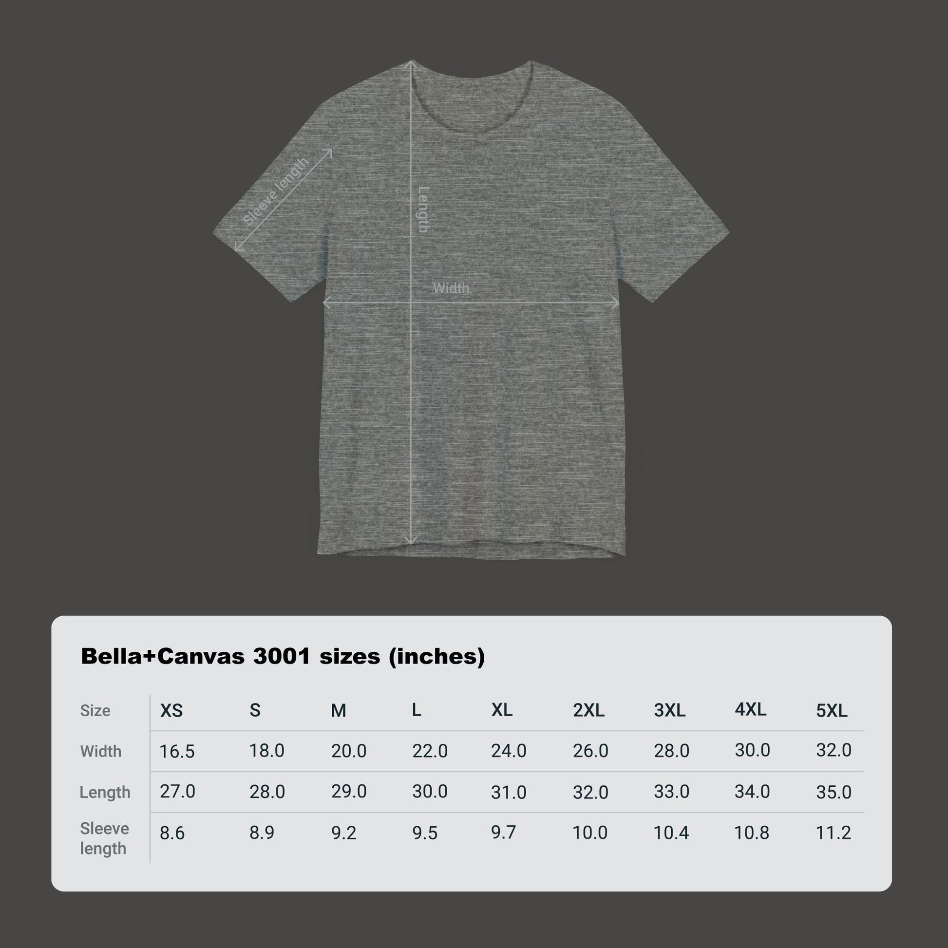 Sizing Chart/ Deep Heather/ Bible Verse Tee