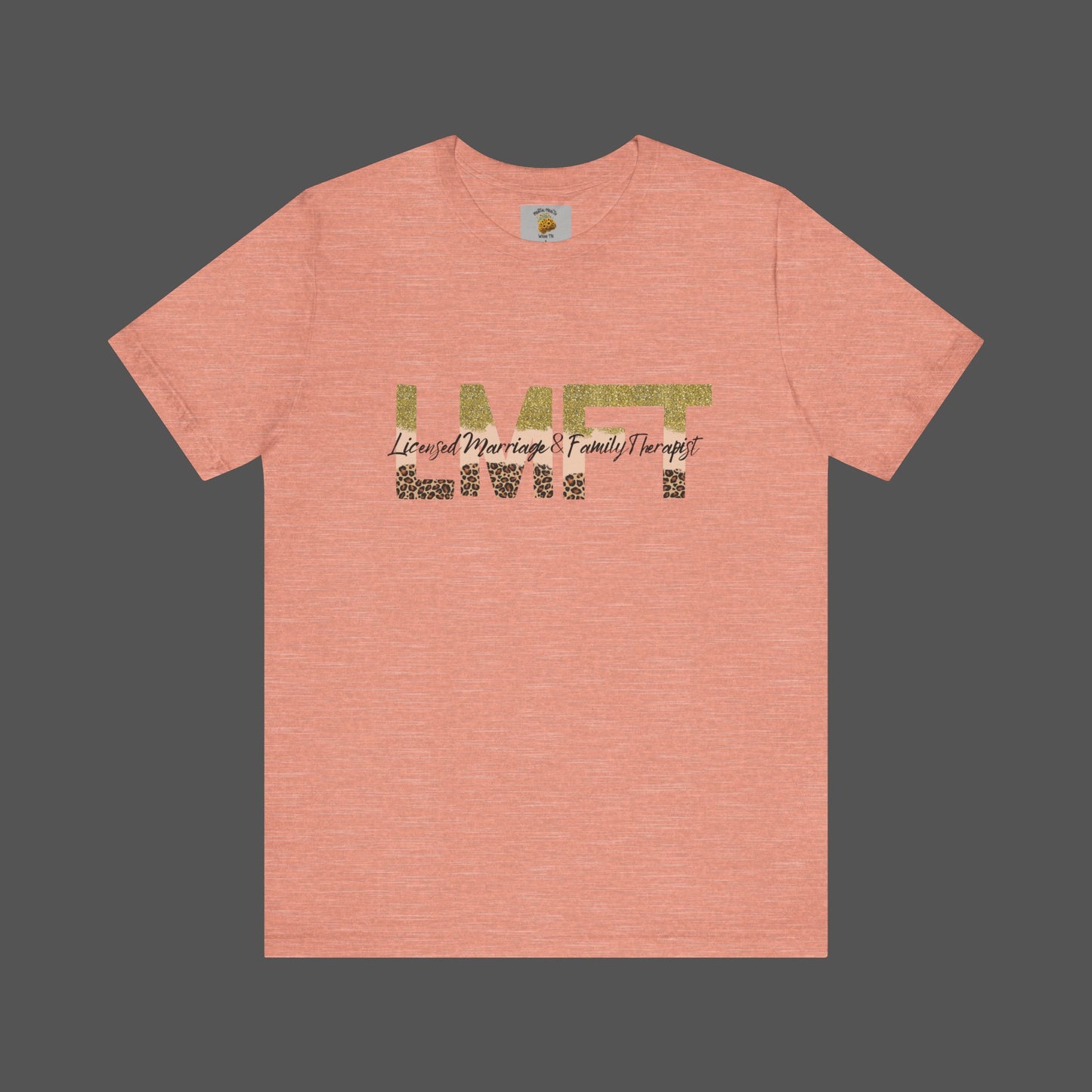 Cheeta Print/ Gold Glitter Lettered-Licensed Marriage & Family Therapist Unisex Short Sleeve Tee - Mental Health Wear TN