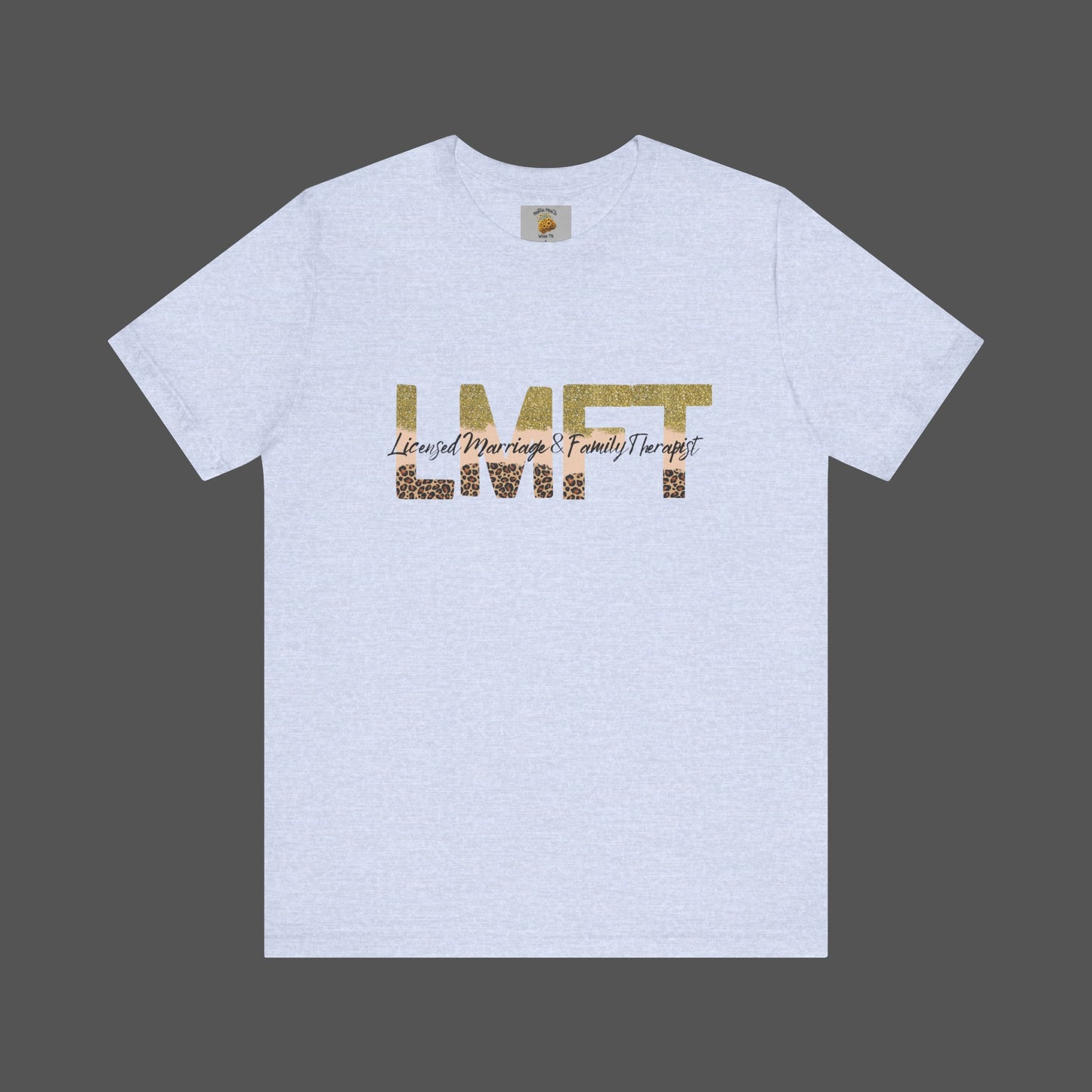 Cheeta Print/ Gold Glitter Lettered-Licensed Marriage & Family Therapist Unisex Short Sleeve Tee - Mental Health Wear TN