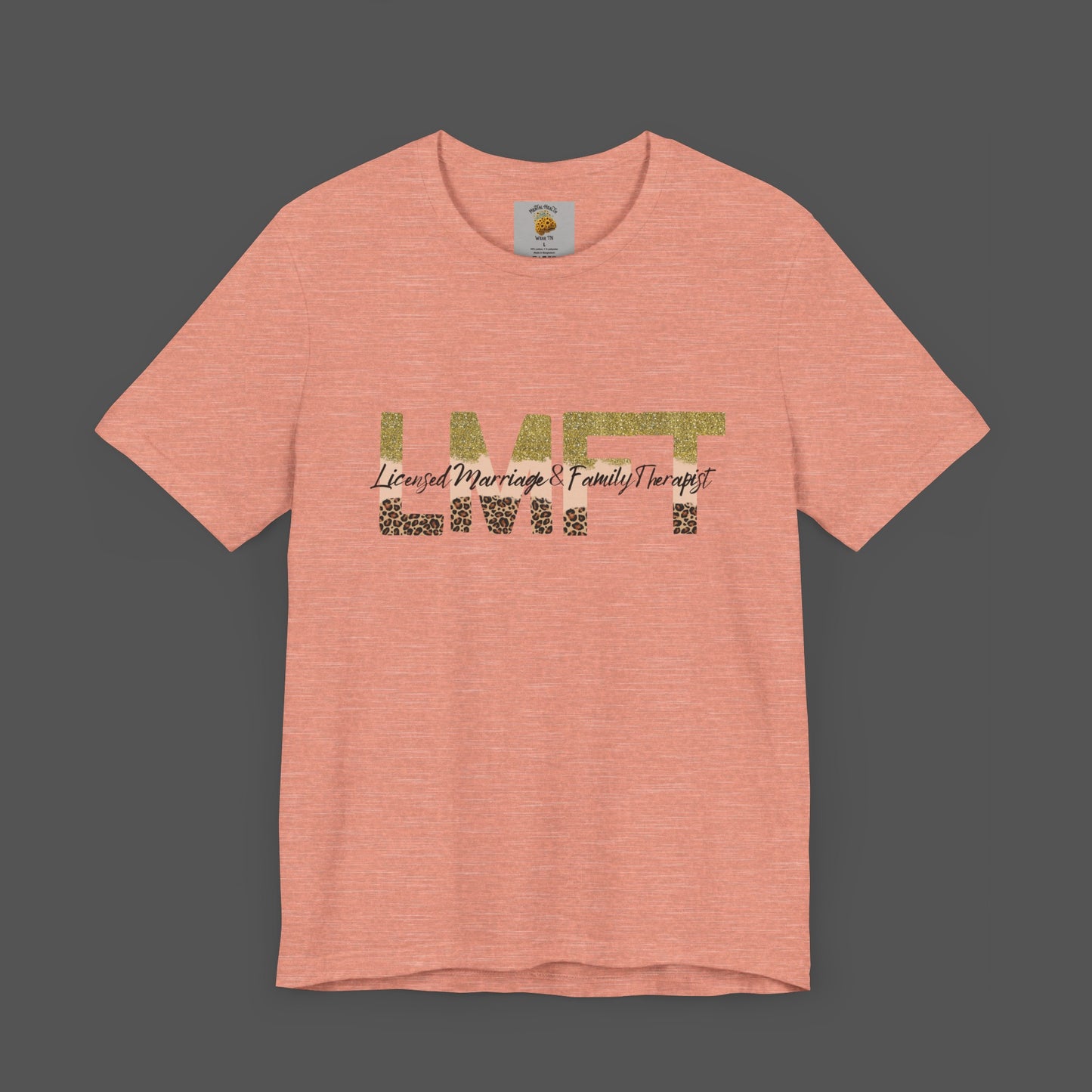 Cheeta Print/ Gold Glitter Lettered-Licensed Marriage & Family Therapist Unisex Short Sleeve Tee - Mental Health Wear TN
