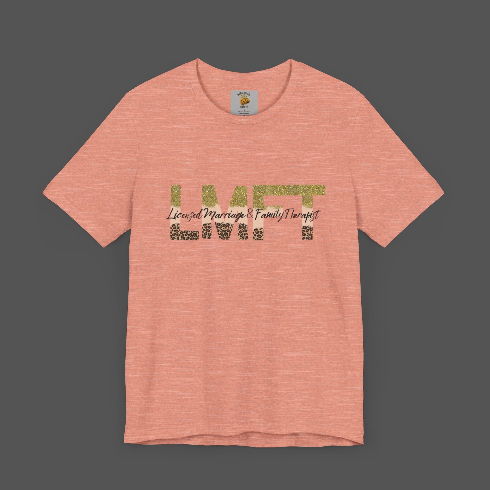 Cheeta Print/ Gold Glitter Lettered-Licensed Marriage & Family Therapist Unisex Short Sleeve Tee - Mental Health Wear TN