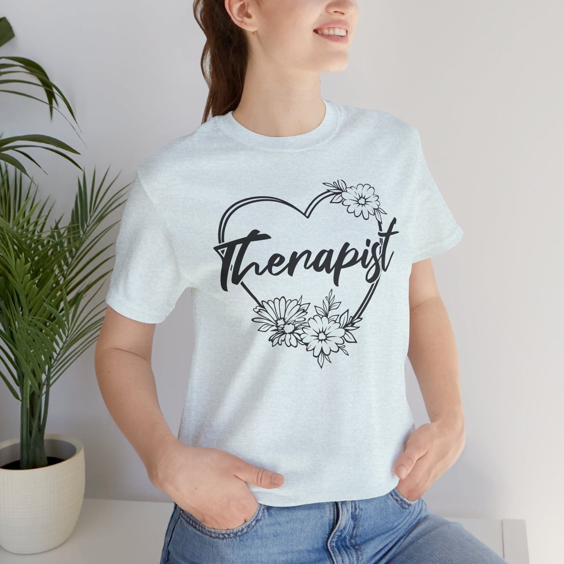 Wildflower Heart Therapist Tee Shirt - Mental Health Wear TN