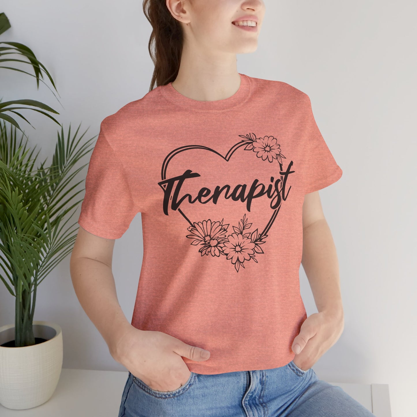 Wildflower Heart Therapist Tee Shirt - Mental Health Wear TN