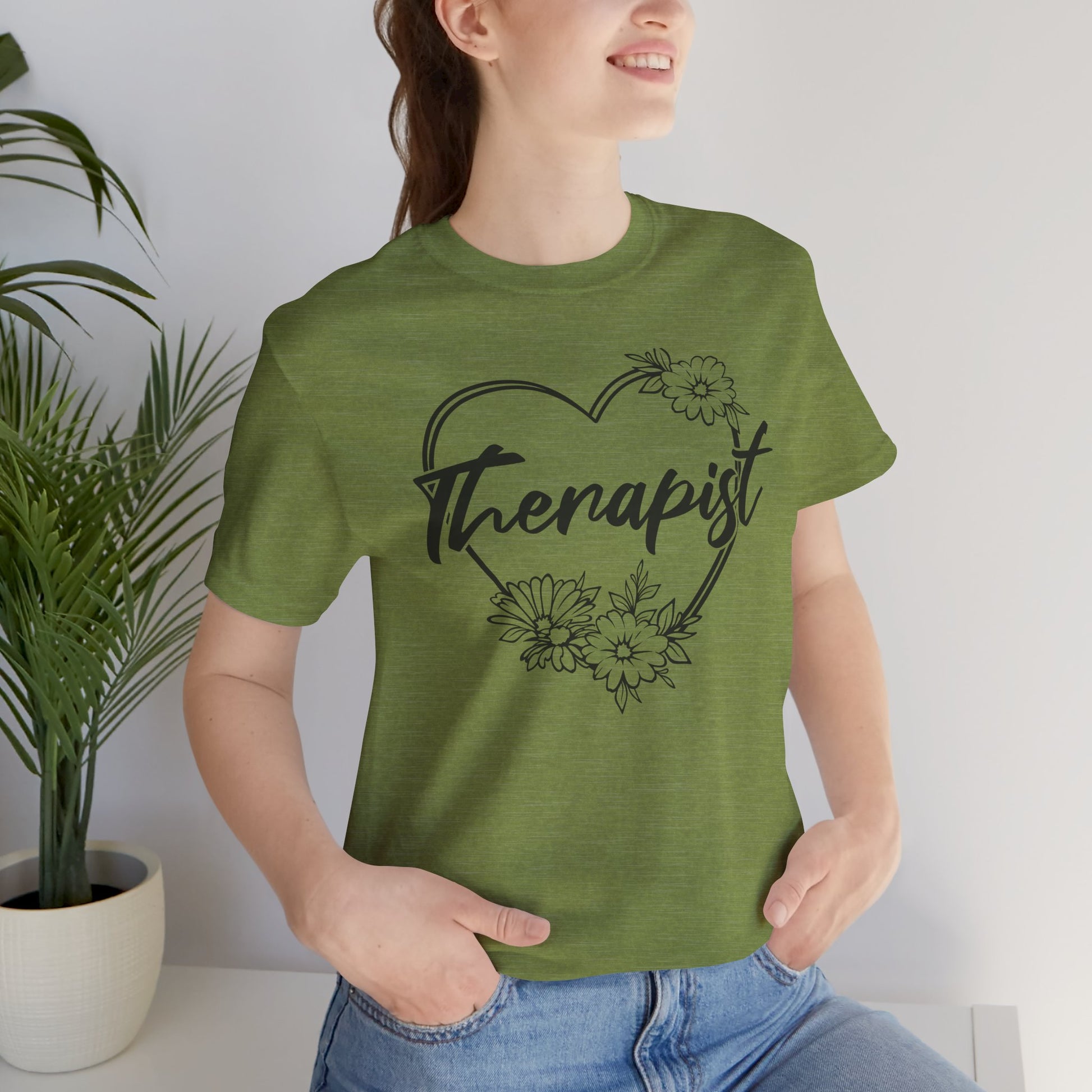 Wildflower Heart Therapist Tee Shirt - Mental Health Wear TN