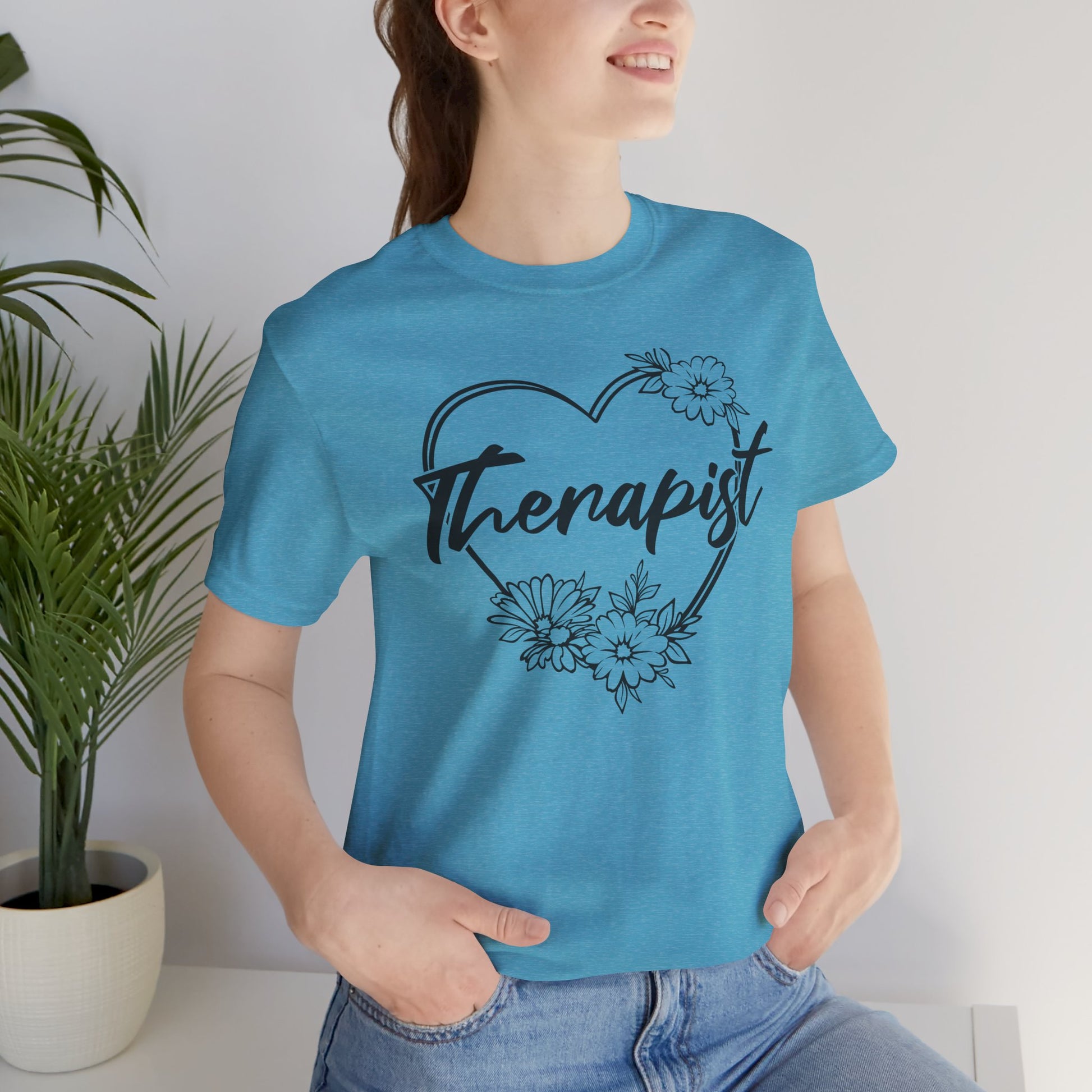 Wildflower Heart Therapist Tee Shirt - Mental Health Wear TN